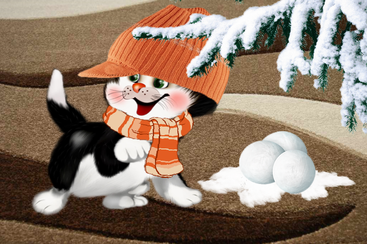 Tapety - Kot w kapeluszu  - seria - Tapeta zimowa.png